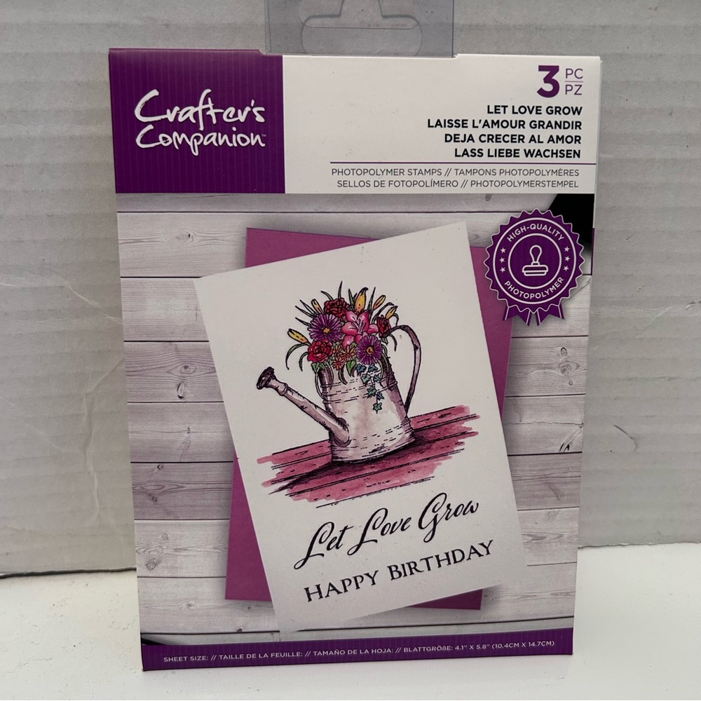Crafter’s companion 3-pc photo polymer stamps - LET LOVE GROW